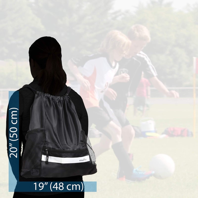 Athletico Drawstring Soccer Bag - Soccer Backpack For Boys or Girls Can Also Carry Basketball or Volleyball (Blue) - Image 5